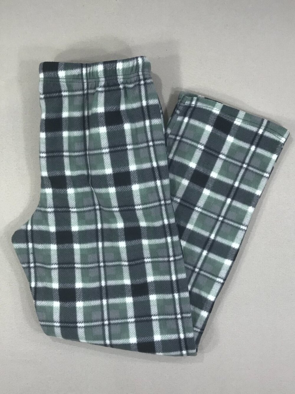 Sahara Club Pants Men's XL Green Gray Plaid Fleece Drawstring Lounge Pajama PJs